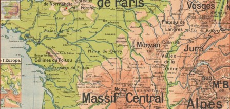Carte du relief de France, établie par Paul Vidal de La Blache en 1918